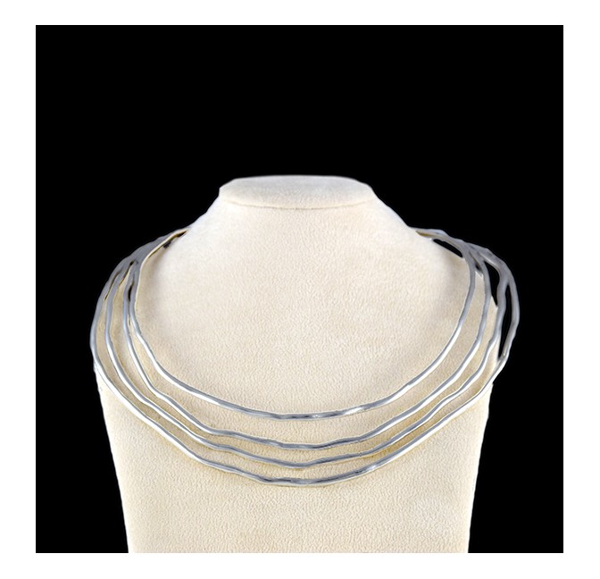 MULTI WIRES STERLING SILVER COLLAR NECKLACE FOR LADY