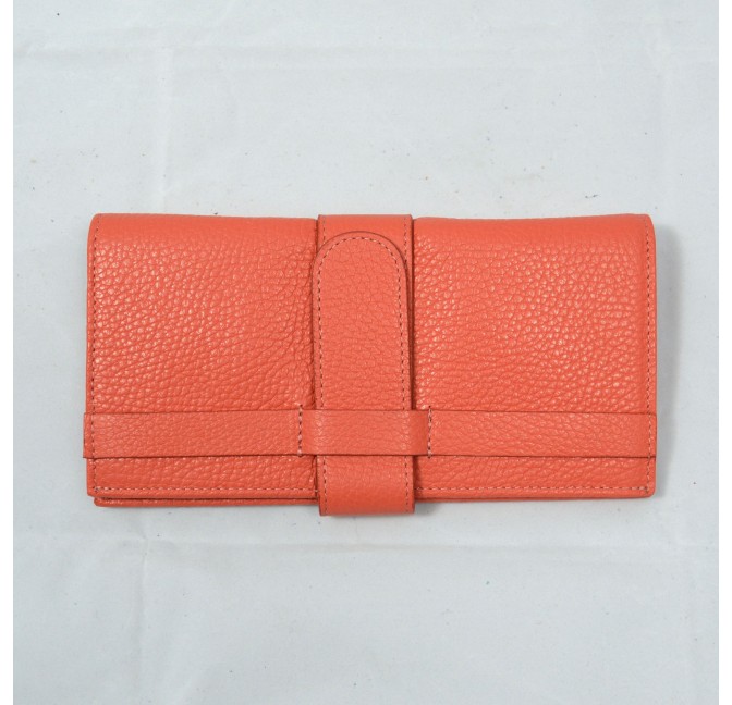 Grain Printed Leather Woman Check Wallet