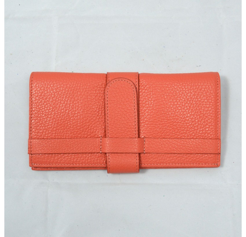 Grain Printed Leather Woman Check Wallet