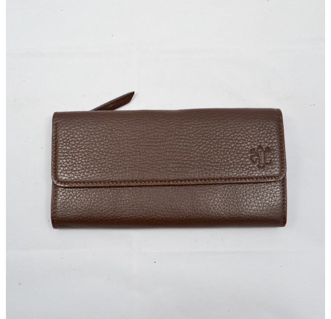 Grain Printed Leather Zipped Continental Lady's Wallet