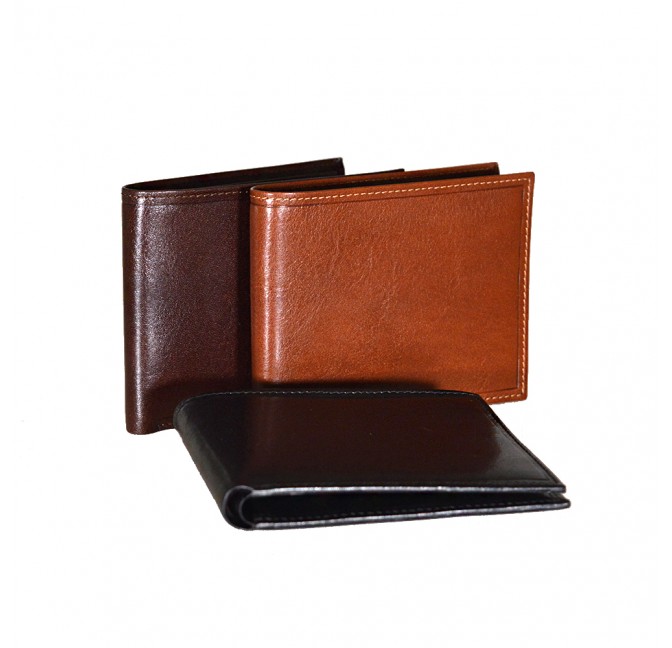 RFID VEINED LEATHER MAN’S WALLET WITH FLAP
