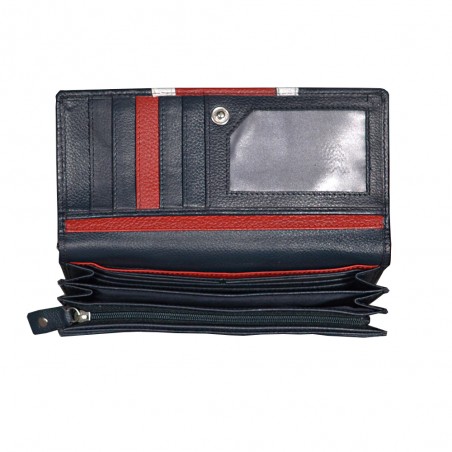 TWO IN ONE GRAIN PRINTED LEATHER TRICOLOR LARGE WALLET