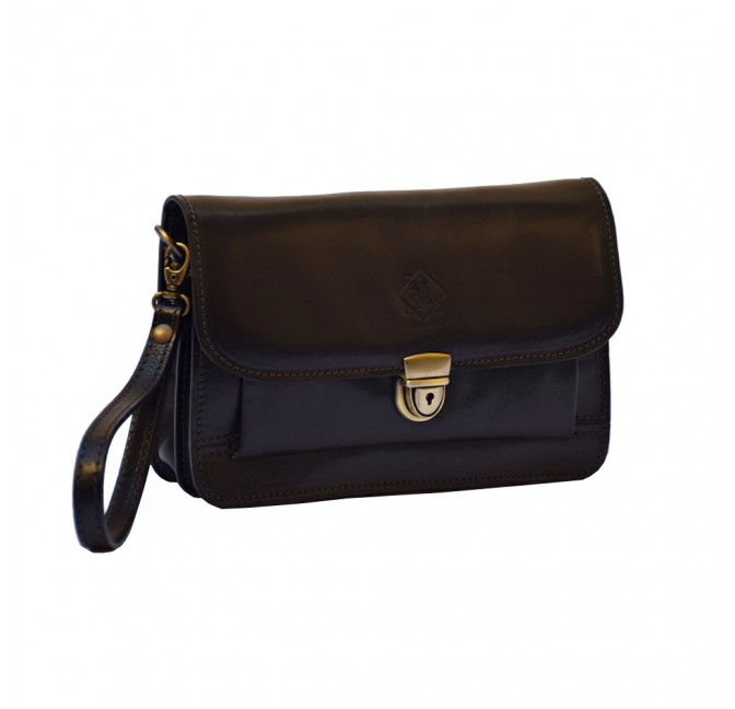TUSCAN VACCHETTA CLUTCH WRISTLET BAG WITH STRAP
