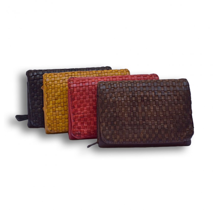 WOVEN  FLAP TRIFOLD LADY'S WALLET