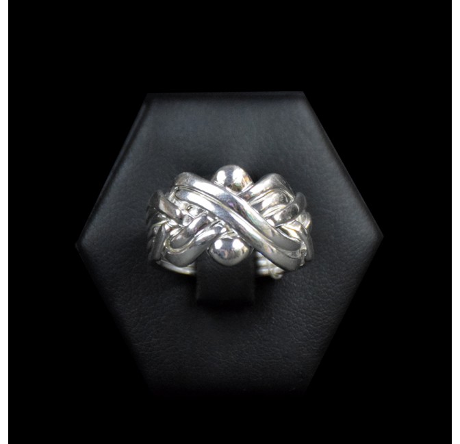SILVER PUZZLE RING - 6 bands