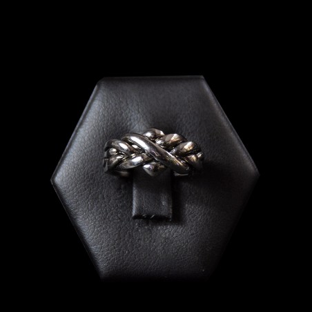 BLACK RHODIUM PLATED PUZZLE RING - 4 bands